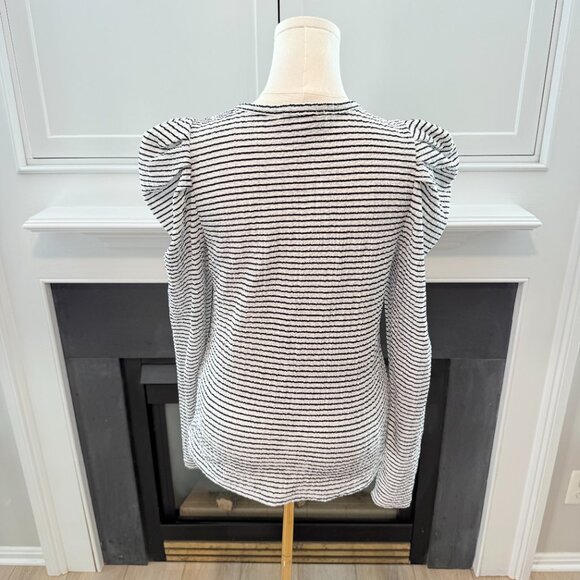 LOFT Navy & White Striped Puff Sleeve Sweater 💙🤍 – Size Medium ✨ - Picture 5 of 7